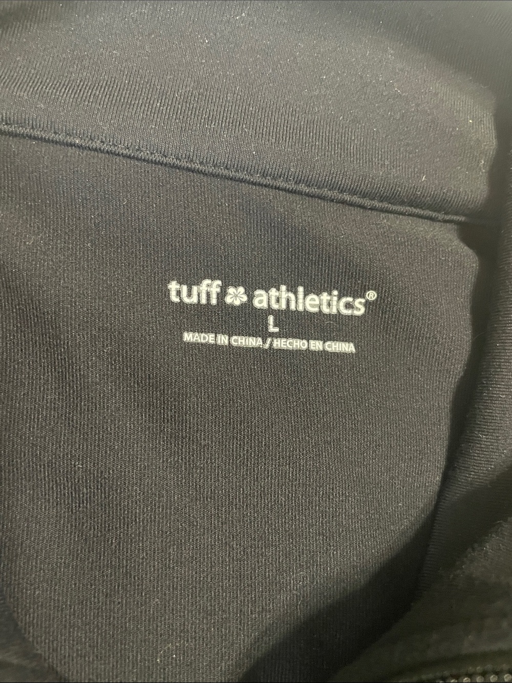 Tuff Athletics Size Large Black Mock Neck Zip Up Jacket Thumb Holes Pockets - Picture 11 of 14